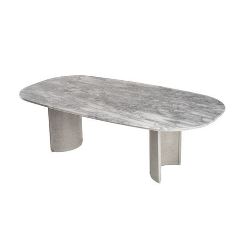 Contemporary dining table - LUA 111 - Adriana Hoyos - marble / quartzite / solid wood base