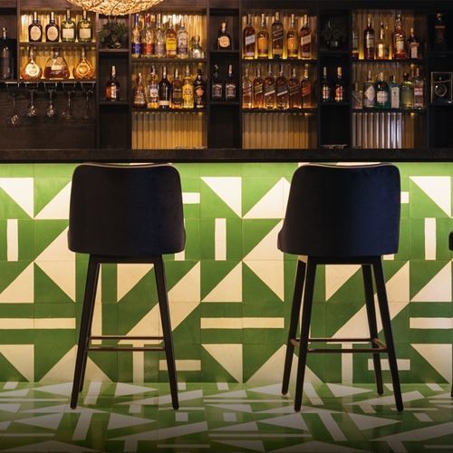 Contemporary bar chair - TEN 200 - Adriana Hoyos - indoor / fabric / wooden base