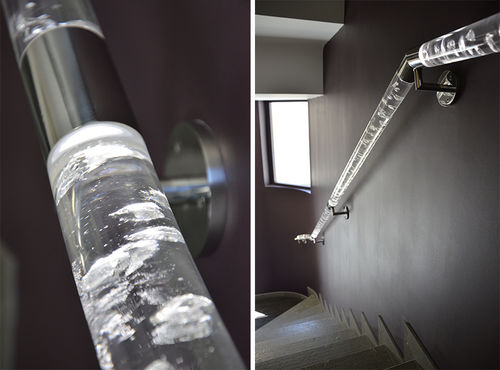 Acrylic railing - A PUISSANCE 10 - DACRYL® - with panels / indoor / for stair