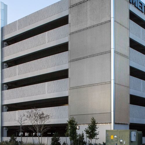 Metal solar shading - KATY GRAND PARK & RIDE - Cambridge Architectural Mesh - for facade / vertical / fixed