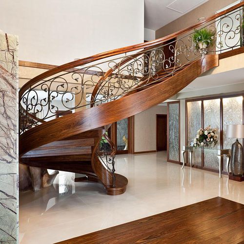 Helical staircase - MS-76 - Marchewka - wooden step / wooden frame / traditional