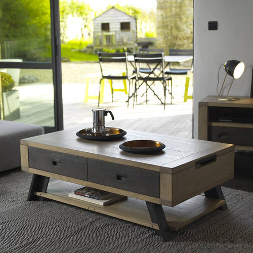 Contemporary coffee table - ARTISANE - Artcopi - wooden / rectangular / with storage compartment