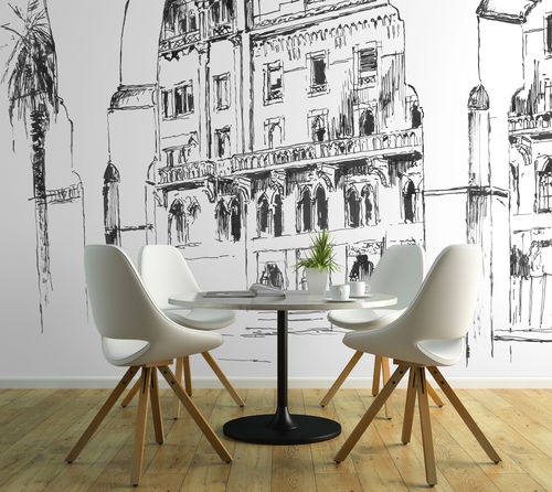 Traditional wallpaper - PALACE HOTEL AQ107 - In Création - sketch