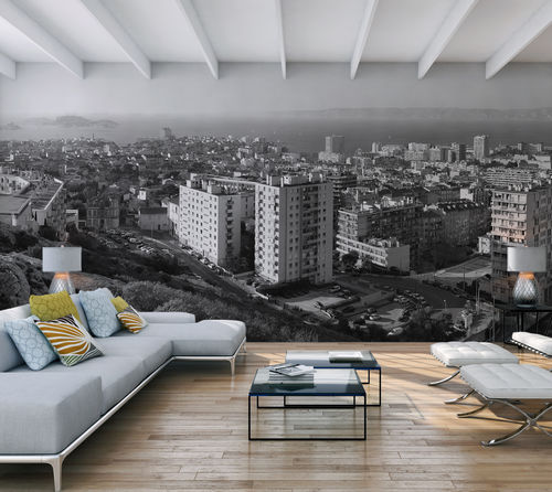 Original design wallpaper - MARSEILLE - In Création - panoramic / gray / non-woven