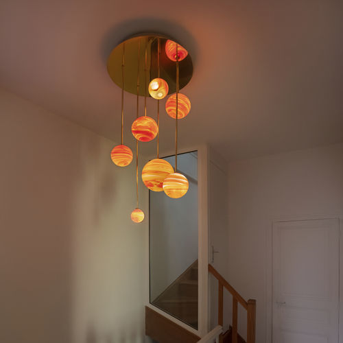 Original design chandelier - COUCHER DE SOLEIL - Semeur d'étoiles - blown glass / metal / commercial