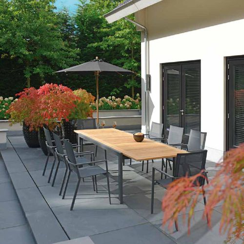 Contemporary chair - SORIA - BOREK parasols | outdoorfurniture - garden / Batyline® / stainless steel base
