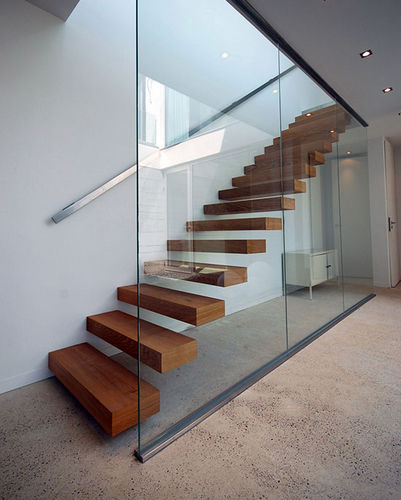 Straight staircase - KONSOL - KOZAC - quarter-turn / wooden step ...