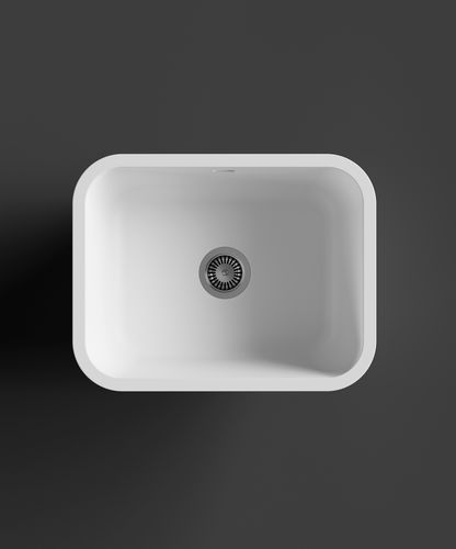 Single-bowl kitchen sink - RCS528R - HI-MACS® - without drainboard / Solid Surface / overmount