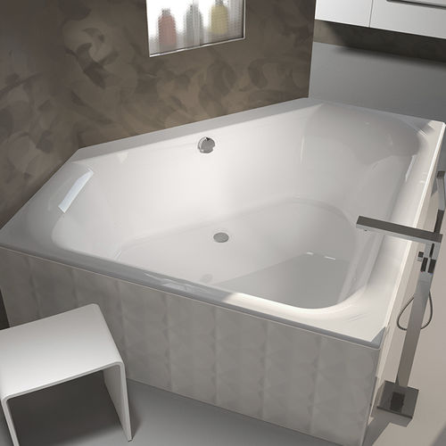 Corner bathtub - AUSTIN - RIHO - acrylic / whirlpool / white