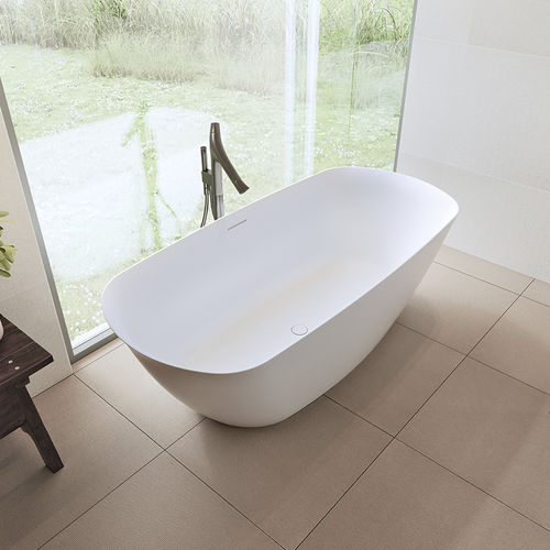 Oval bathtub - BILO - RIHO - freestanding / Solid Surface / white