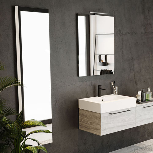 Wall-mounted bathroom mirror - FRAMED - RIHO - contemporary / rectangular / metal