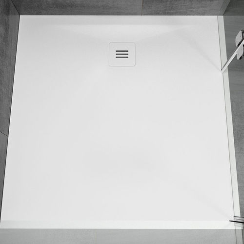 Square shower base - VELVET SOLE - RIHO - recessed / extra-flat / Solid Surface