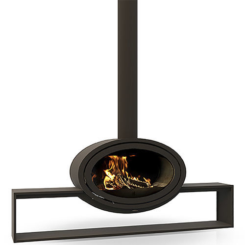 Wood heating stove - Dik Geurts - Oval Front, Plateau - DRU - 5 kW...10 kW / floor-mounted / contemporary