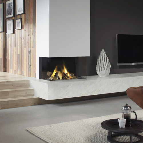 Closed gas hearth - DRU - Lugo 80/3 Eco Wave - DRU - 3-sided / steel ...