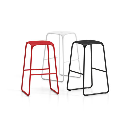 Minimalist design bar stool - BOBO - Connection - polypropylene / chrome steel base / sled base