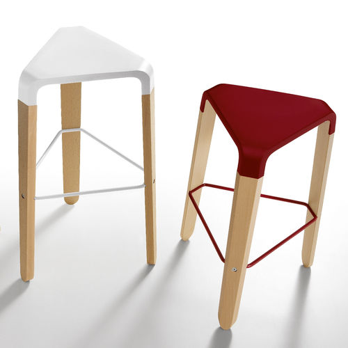 Contemporary bar stool - PICAPAU : GPP1 - Connection - plastic / polycarbonate / beech base
