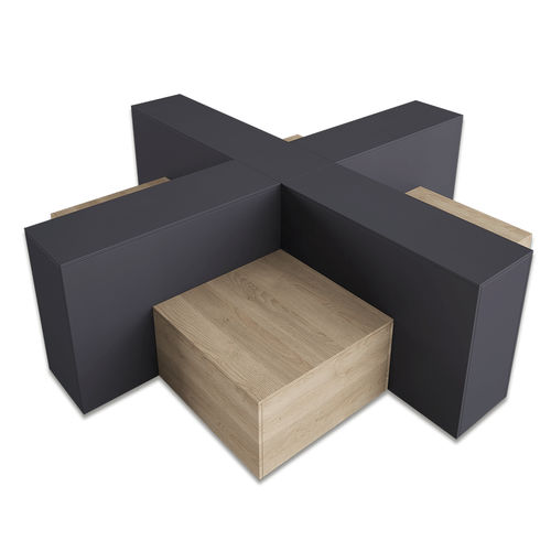 Contemporary bench - Islands - Connection - wooden / with backrest / without armrests