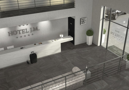 Porcelain stoneware tile - RIVERLAND : BLACK - Century - polished / indoor / floor