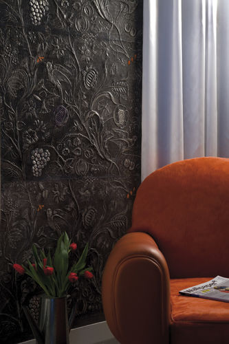Wall-mounted decorative panel - OISEAUX - Christophe Fey Concept - leather / textured / embossed