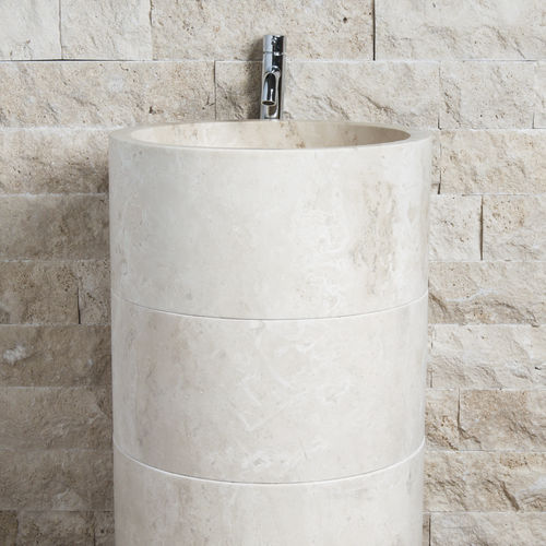 Free-standing washbasin - COLONNA - PIETRE DI RAPOLANO PDR SRL - stone / round / contemporary