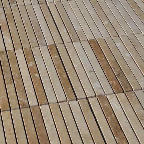 Travertine mosaic tile - MINI PLANKS HF - PIETRE DI RAPOLANO PDR SRL - smooth / outdoor / bathroom