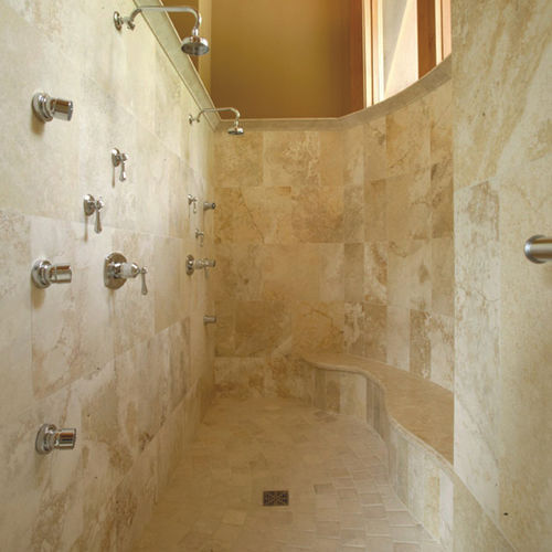 Travertine tile - NUVOLATO GOLD - PIETRE DI RAPOLANO PDR SRL - polished / brushed / indoor