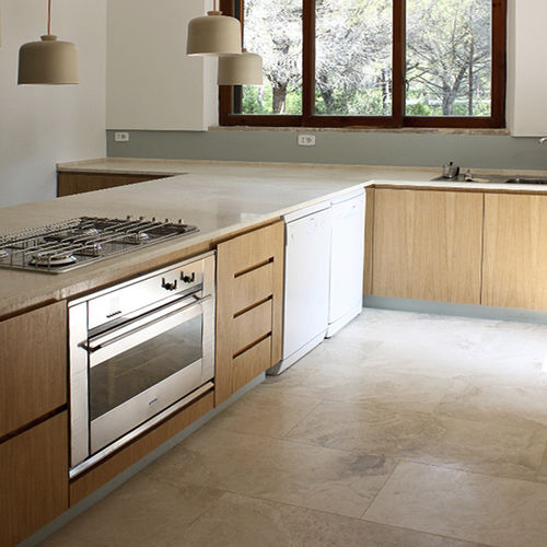 Travertine tile - VENATO CHIARO - PIETRE DI RAPOLANO PDR SRL - polished / matte / brushed