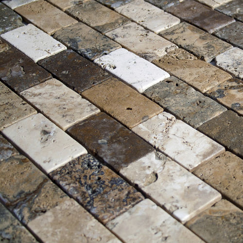 Natural stone mosaic tile - TUSCANY MIX - PIETRE DI RAPOLANO PDR SRL - brushed / bathroom / wall