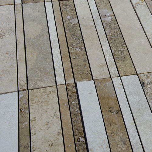 Travertine mosaic tile - BARS HF TUSCANY MIX - PIETRE DI RAPOLANO PDR SRL - polished / outdoor / kitchen