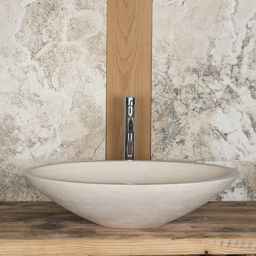 Countertop washbasin - OVETTO CH - PIETRE DI RAPOLANO PDR SRL - travertine / oval / contemporary
