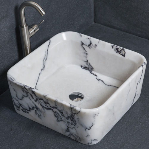 Countertop washbasin - SQUARE LILAC  - PIETRE DI RAPOLANO PDR SRL - marble / matte finish / high-gloss