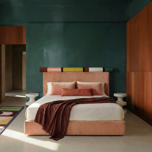 Double bed headboard - ROSARY  - Bolzan Srl-Società Benefit - original design / wooden / velvet