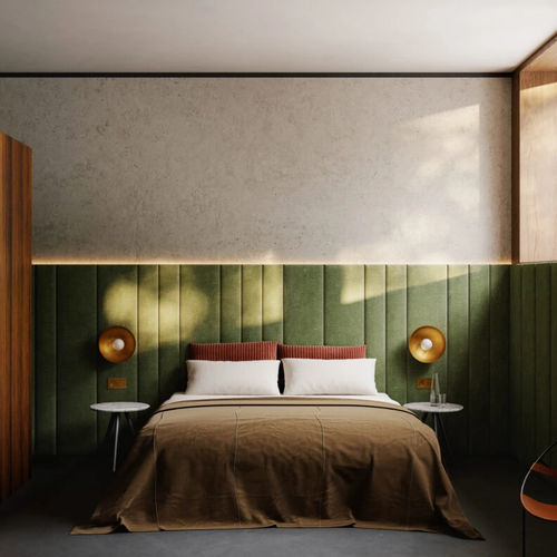 Hotel room acoustic panel - Bolzan Srl-Società Benefit - for wall / wooden / fabric
