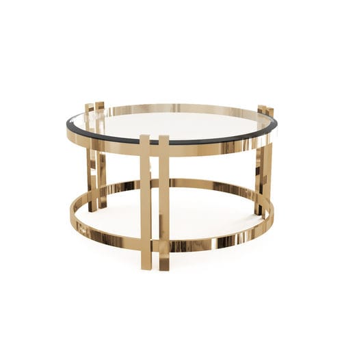 Contemporary coffee table - MARIE CENTER - Ccastro Lighting - glass / brass / round