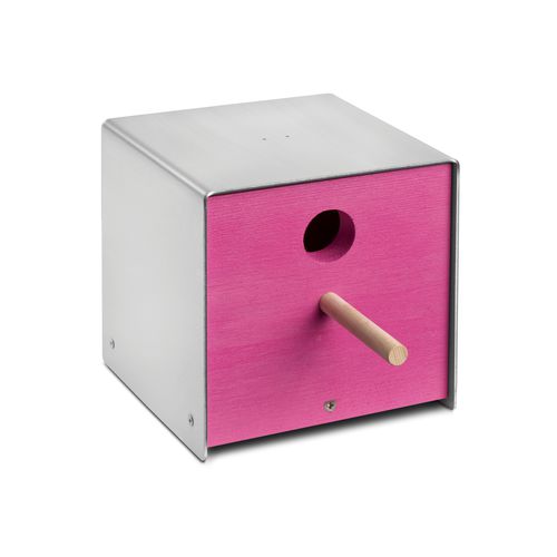 Wooden birdhouse - twitter.pink - keilbach design and products - stainless steel / hanging / wall-mounted