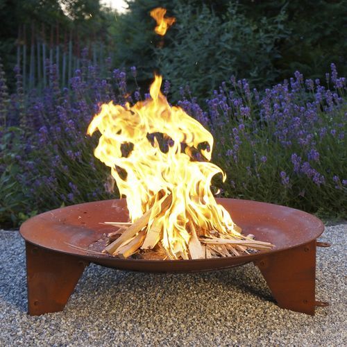 Wood-burning fire pit - aura - keilbach design and products - steel / round / rust-look