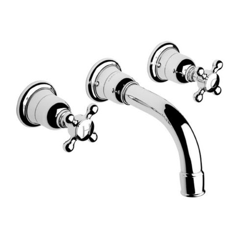 Double-handle washbasin mixer tap - V2K17X-CP - Samuel Heath & Sons - wall-mounted / chromed metal / nickel