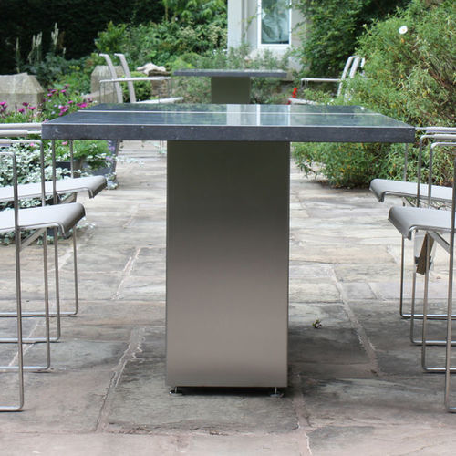 Contemporary dining table - DOBLE 160 & 180  - FueraDentro - teak / tempered glass / stone