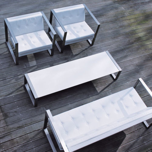 Minimal coffee table - TABLA - FueraDentro - glass / tempered glass / teak