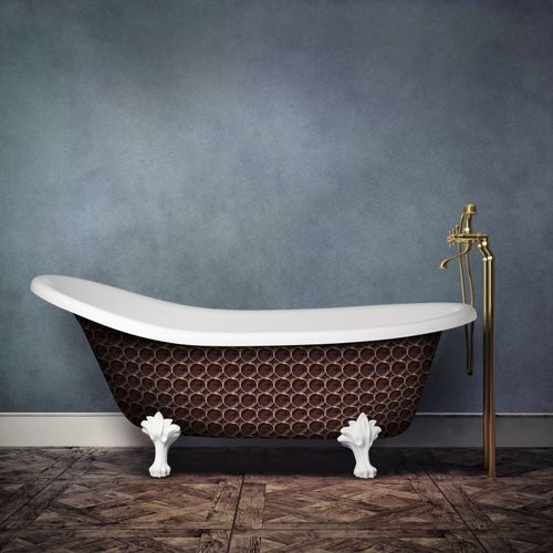 Oval bathtub - RETRO HERITAGE - AQUAdesign - with legs / composite / white