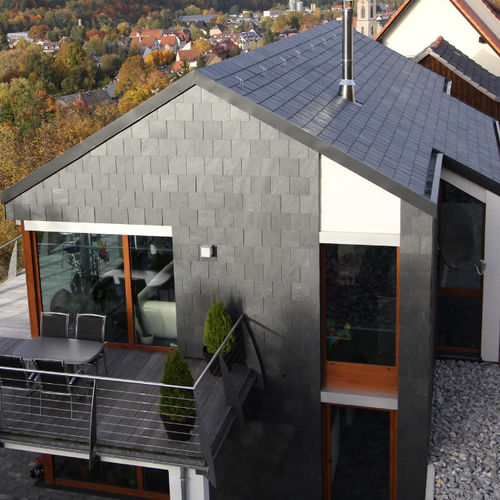 Cassette cladding - RECTANGULAR DOUBLE COVERING - Rathscheck  Schiefer - slate / textured / concrete look