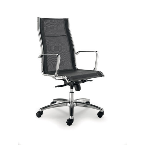 Contemporary office armchair - LUX - OLIVO & GROPPO - mesh / leather / chromed metal