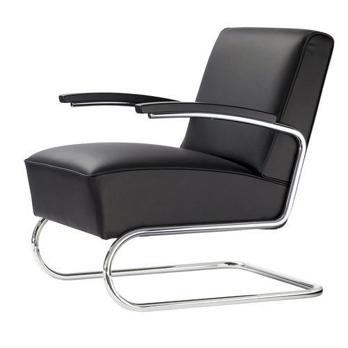 Contemporary armchair - S 411 - THONET - fabric / leather / cowhide