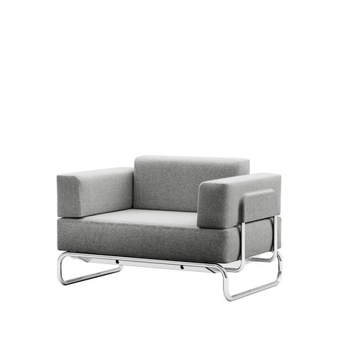 Contemporary armchair - S 5001/C001 - THONET - fabric / leather / chrome steel