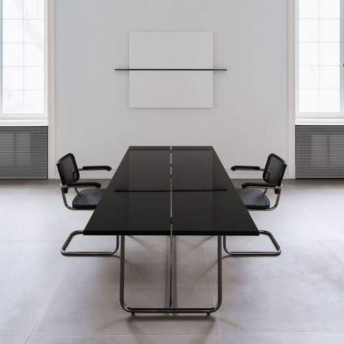 Contemporary table - S 1070 SERIOUS / NORDIC JS . THONET - THONET - glossy lacquered wood / steel / titanium