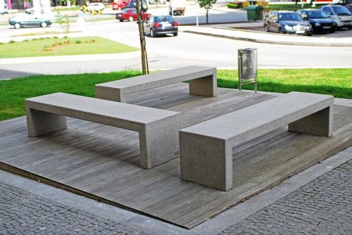 Contemporary public bench - MODULAR : R - A Amop Synergies - concrete / modular