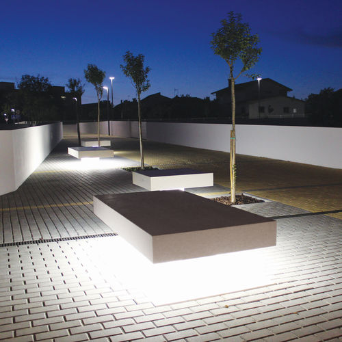 Contemporary public bench - COLLECTIONS : PLANO CUBICA 2  - A Amop Synergies - concrete / without backrest / without armrests