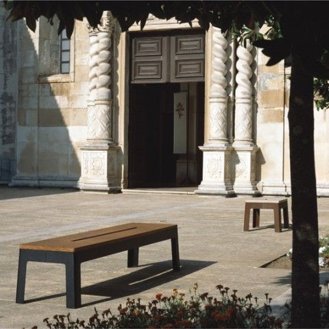 Contemporary public bench - LUGARCOMUM - A Amop Synergies - wooden / steel / concrete
