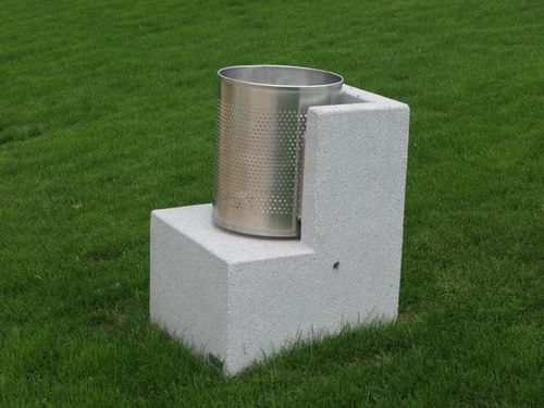 Public trash can - SOLTAS : INDY - A Amop Synergies - stainless steel / concrete / without lid