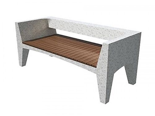 Contemporary public bench - LORD: Collective Chair - A Amop Synergies - wooden / concrete / with backrest